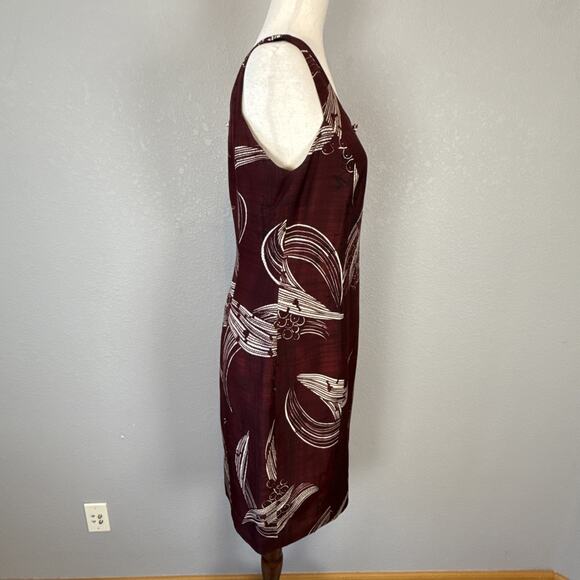 Mondi Womens Vintage Burgundy Silk Sheath Dress Size 40 10 M Sleeveless Classic - Picture 6 of 9